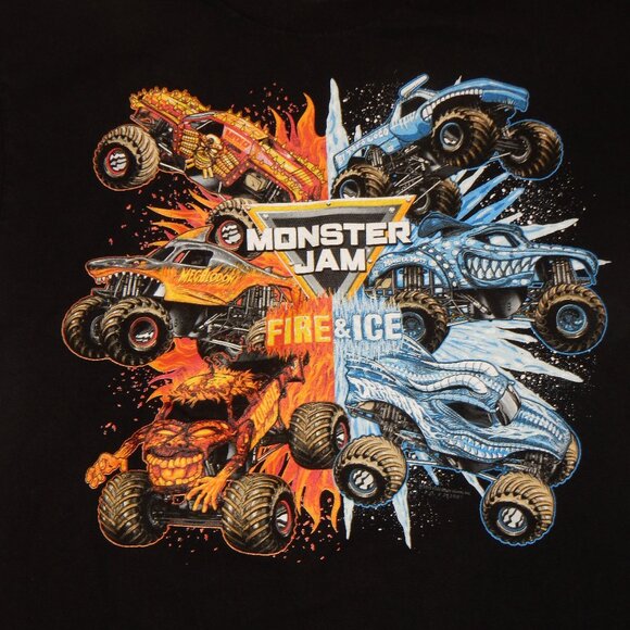 Monster Jam Fire & Ice Black Shirt Youth Medium UEC - Picture 5 of 5